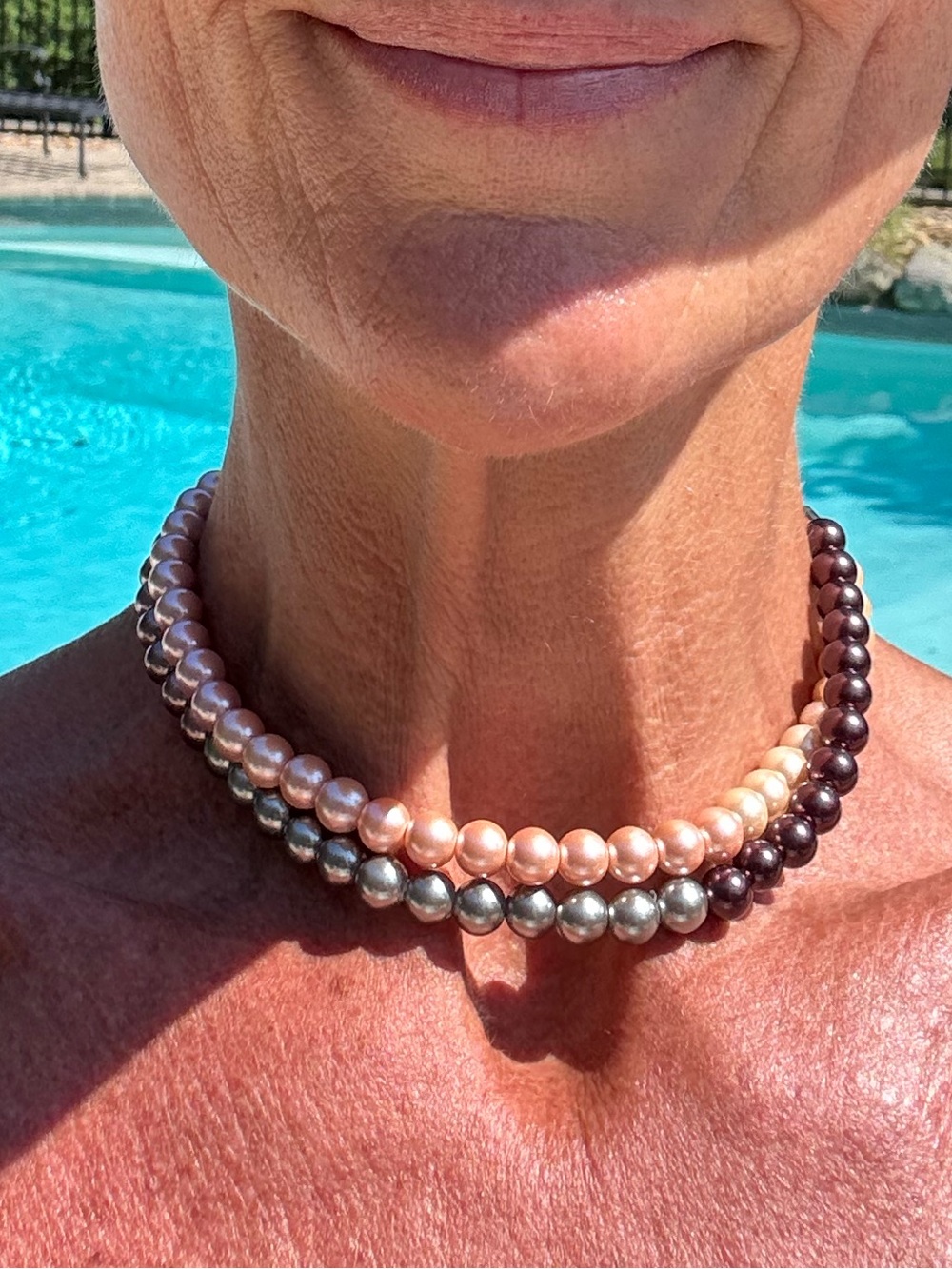 Park Lane Single Strand Pearl Necklace in Pink, Gray, Cream & Plum